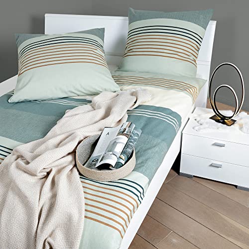 Janine Design Feinbiber Bettwäsche Davos 65110 steinblau 1 Bettbezug 135 x 200 cm + 1 Kissenbezug 80 x 80 cm