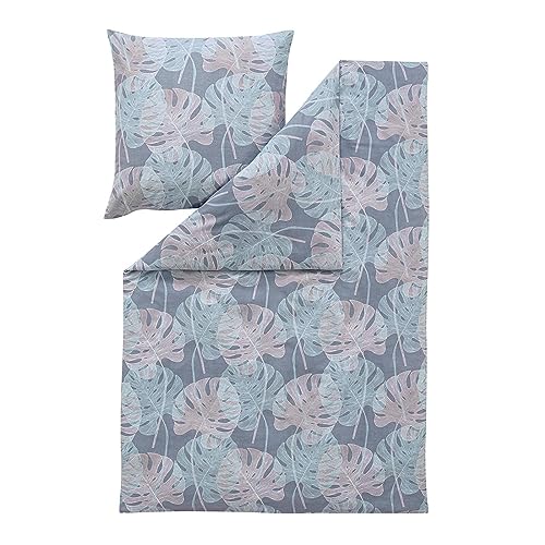 ESTELLA Feinflanell Bettwäsche Modena Taube 1 Bettbezug 135 x 200 cm + 1 Kissenbezug 80 x 80 cm