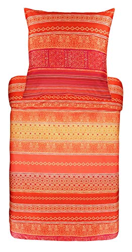 Bassetti Mako-Satin Bettwäsche Italia in Algeri R1 1 Bettbezug 135 x 200 cm + 1 Kissenbezug 80 x 80 cm, rot, 9311719