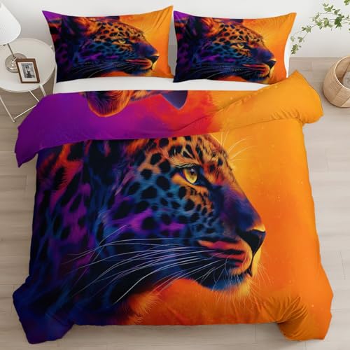XCQHZYQ Bettwäsche Gemälde Tier Leopard Bettbezug, Weich Bequem Orange Farbe Wende Bettwäsche-Sets für Teenager Erwachsene, Mikrofaser Bettdeckenbezug mit 2 Kopfkissenbezug 80x80 cm XCQHZYQ Bettwäsche Gemälde Tier Leopard Bettbezug, Weich Bequem Orange Farbe Wende Bettwäsche-Sets für Teenager Erwachsene, Mikrofaser Bettdeckenbezug mit 2 Kopfkissenbezug 80x80 cm