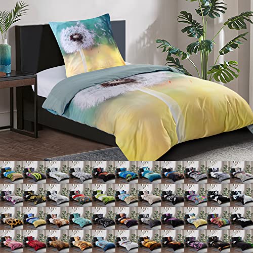 Sanilo® Bettwäsche 135x200 cm, 100% feinste Baumwolle, 2-teilig, Bettbezug, Kissenbezug 80x80cm, Oeko-TEX Zertifiziert (Pusteblume, 2-teilig 135x200 cm)