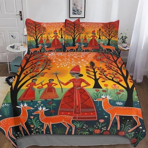 GGJJTT Hirsch Bettbezug-2teilig Set Mit Kissenbezügen Mikrofaser Bettbezüge Bettwäsche Für Erwachsene Kinder Angenehme Deckenbezug Single135x200cm