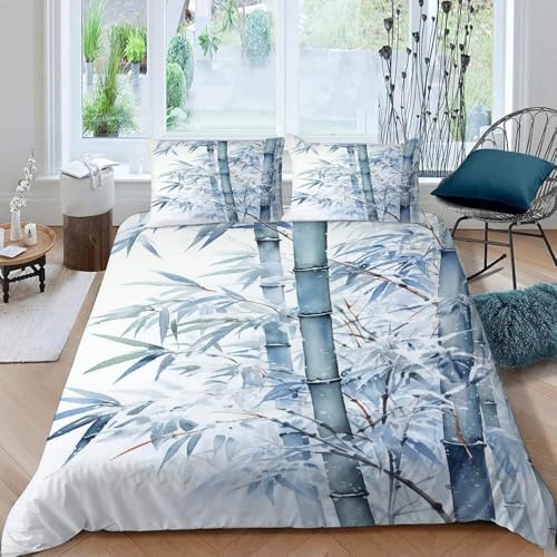TACOKI Bamboo Woodland Bettwäsche 140x200 Asiatisch-Orientalisch Bettwäsche Set, 3D Muster Wendebettwäsche Bettbezug 3-teilig Weich Cozy Mikrofaser Bettbezüge + 2 Kissenbezüge 80x80 cm 7184a