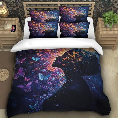 TZOVPCDFA Schmetterling Bettbezug Set Bettwäsche Set Kinderbettwäsche Reißverschluss Mit Kissenbezug Betten Set Für Jugendliche Kinder Schlafzimmer Single?140x200cm?