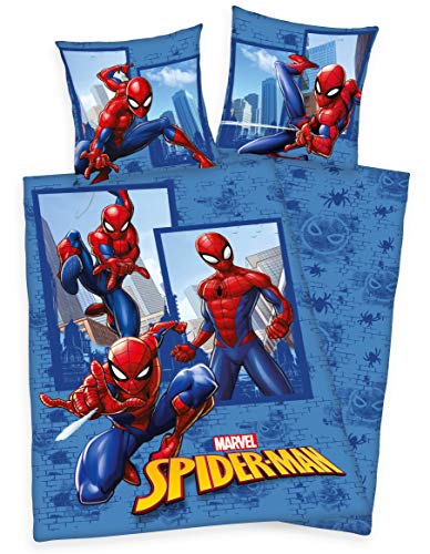 Wild South Shop Disney Marvel Spiderman Bettwäsche 80x80 + 135x200cm 100% Baumwolle mit Reißverschluss