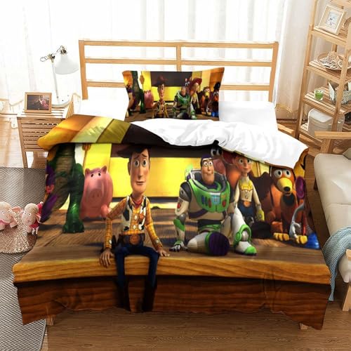 QRWEW Toy Story Bettbezug Bettwäsche Set Kinderbettwäsche-Set Reißverschluss Mit Kissenbezug Betten Set Für Jugendliche Kinder Schlafzimmer Single?135x200cm?