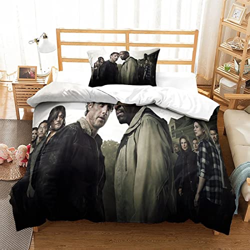 OROXCO The Walking Dead Poster 3D Quilt Cover, DREI Stück Bettwäsche Set, Mikrofaser Quilt Cover Set
