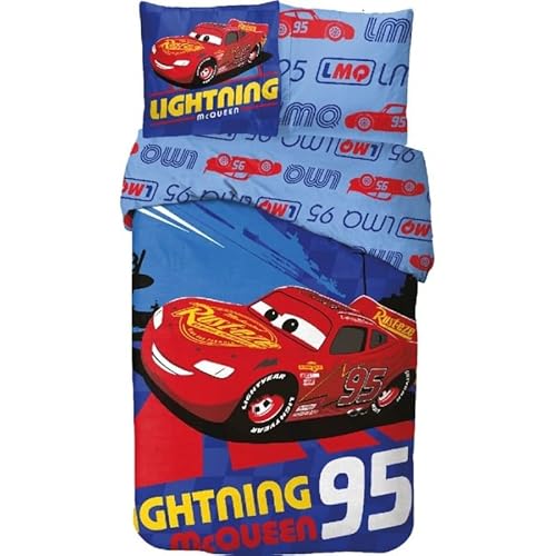 Bettwäsche Cars Disney aus Baumwolle – 1 Bettbezug 140 cm x 200 cm + 1 Kissenbezug 63 cm x 63 cm