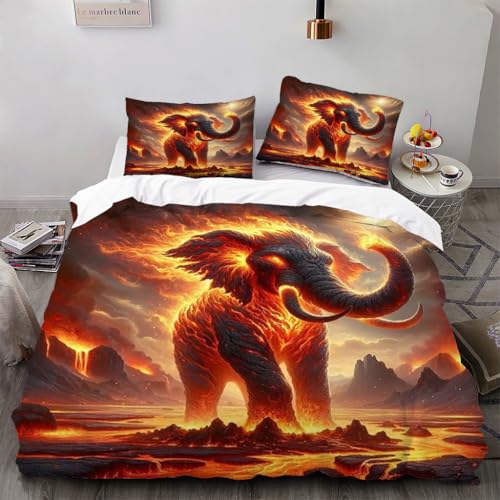 YARUHAN Bettwäsche 135x200cm,Geschmolzenes Mammut 3D Bettbezüge Atmungsaktive Angenehme Bettwäsche Mikrofaser Sanft 2 Teilig Mit Verdecktem ReißVerschluss Und 1 KissenbezüGe Sind 80x80 cm?#H6