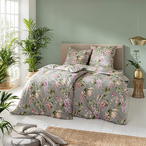 ESTELLA Mako Interlock Jersey Bettwäsche Kalea Khaki 1 Bettbezug 135 x 200 cm + 1 Kissenbezug 80 x 80 cm