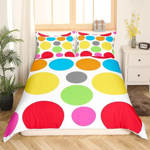 Punkte Bettwäsche 155x200 3D Drucken Pop-Art Bettwäsche-Sets Weiche Kuschelig Mikrofaser Bettbezug mit 2 Kissenbezüge 80x80 cm mit Reißverschluss s-1696