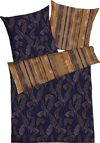 Kaeppel Mako-Satin Bettwäsche Thrive blau 1 Bettbezug 155 x 220 cm + 1 Kissenbezug 80 x 80 cm