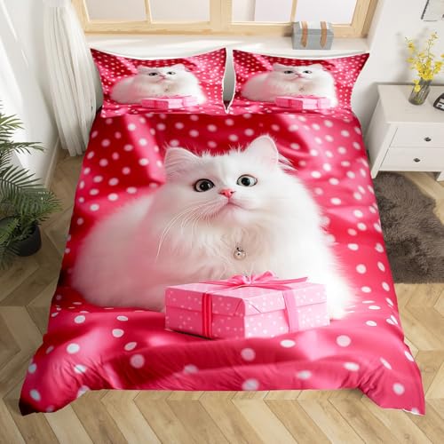 Homemissing Katzen drucken Bettwäsche Set 135x200cm Jungen Mädchen Katze Liebhaber Geschenk Bettbezug Set atmungsaktive weiche Punkt Bettwäsche-Set Schlafzimmer Dekor Mikrofaser Reißverschluss Homemissing Katzen drucken Bettwäsche Set 135x200cm Jungen Mädchen Katze Liebhaber Geschenk Bettbezug Set atmungsaktive weiche Punkt Bettwäsche-Set Schlafzimmer Dekor Mikrofaser Reißverschluss