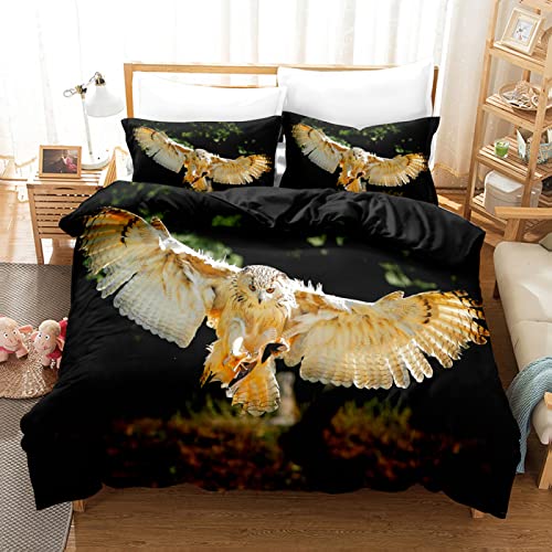 YYZBS BettwäSche 200x220 gelbe Eule Hypoallergener Bettbezug Aus Mikrofaser?BettwäSche-Se t Mit ReißVerschluss ?200x220cm Und 2 Kissenbezug 80x80?Geeignet FüR Erwachsene Und Kinder