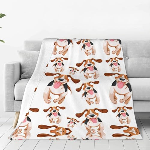 Migpkd Superweiche Fleecedecke mit Cartoon-Mops-Motiv, flauschig, warm, gemütlich, für Winter, Bettwäsche, Couch und Geschenk