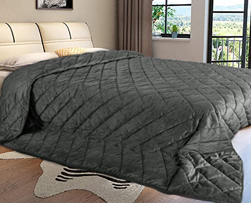 WOLTU Tagesdecke Samt 240x260cm, Bettüberwurf Flauschige Kuscheldecke mit Cashmere Feeling, Steppdecke Kariert Wohndecke Doppelbett unterfüttert und gesteppt, Dunkelgrau