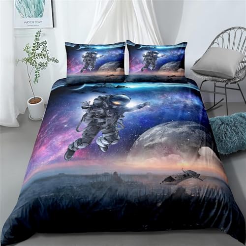 Kinder Bettwäsche 260X240 cm Für Mädchen Und Jungen 3D Weiche Bettbezug Mikrofaser Set Kinderbettwäsche Astronauten-Weltraum Bettbezüge Mit Reißverschluss +2 Kissenbezüge - Anti-Allergi -242R938C656N Kinder Bettwäsche 260X240 cm Für Mädchen Und Jungen 3D Weiche Bettbezug Mikrofaser Set Kinderbettwäsche Astronauten-Weltraum Bettbezüge Mit Reißverschluss +2 Kissenbezüge - Anti-Allergi -242R938C656N