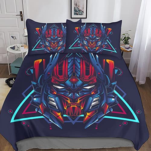 ELGISI Cyberpunk 3D Bettwäsche Set 3teilig Reißverschluss Weiche Und Angenehme Schlafkomfort Microfaser Transformers Tier Bettbezug Kissenbezug 3D Drucken King?220x240cm?