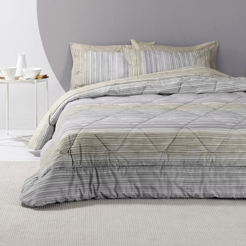 Zucchi Bettwäsche für Einzelbett, 100 % Baumwolle, Art. Fine Line mit 2 Kissenbezügen (2-Beige)