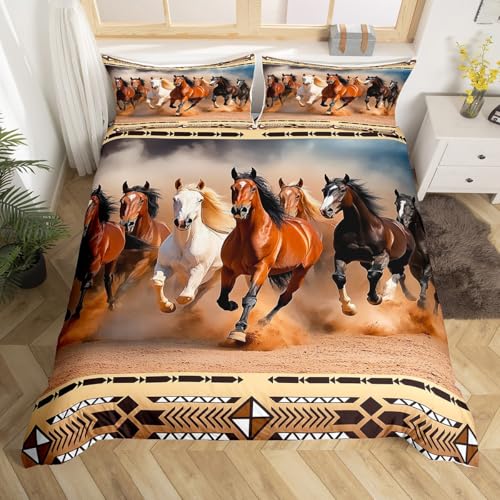 Homemissing Western Thema Bettwäsche Set 155x220cm Böhmen Pferd Bettbezug für Jungen Mädchen Nettes Tier Bettbezug Set Western Cowboy Bauernhaus Schlafzimmer Dekor mit 1 Kissenbezug Homemissing Western Thema Bettwäsche Set 155x220cm Böhmen Pferd Bettbezug für Jungen Mädchen Nettes Tier Bettbezug Set Western Cowboy Bauernhaus Schlafzimmer Dekor mit 1 Kissenbezug