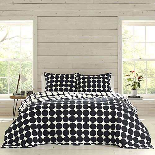 Marimekko - Kingsize-Bettwäsche-Set, wendbare Baumwoll-Bettwäsche mit passenden Kissenbezügen, leichte Heimdekoration (Pienet Kivet Black, King)