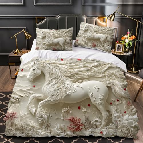 Kinder Bettwäsche 135x200 3teilig Erleichterung Personalisiertes bettbezug Pferd Druck Microfaser Bettbezüge und Kissenbezug 80x80cm mit Reißverschluss Pflegeleicht Kinder Bettwäsche 135x200 3teilig Erleichterung Personalisiertes bettbezug Pferd Druck Microfaser Bettbezüge und Kissenbezug 80x80cm mit Reißverschluss Pflegeleicht