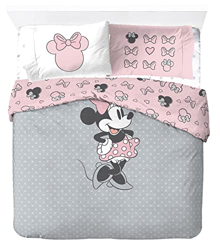 Jay Franco Disney Minnie One of a Kind 100% Baumwolle 4-teiliges Kinder Bettwäsche-Set 200x200 cm Doppelbettgröße - Bettbezug + Spannbettlaken 140x200 cm + (2) Kissenbezügen 50x70 cm