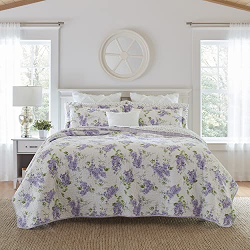 Laura Ashley Home - Keighley-Kollektion – Bettwäsche-Set – 100% Baumwolle, wendbar, leichte Bettwäsche mit passenden Kissenbezügen, vorgewaschen für zusätzliche Weichheit, Doppelbett, Flieder