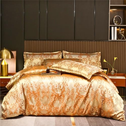 Nayoroom Seiden Bettwäsche 135x200 4teilig Gold Blumen Seidentuch Bettwäsche-Sets Luxus Mako Satin Barock Bettbezug Aesthetic Seidenbettwäsche mit Reißverschluss und 2 Seidenkissenbezüge 80x80 cm Nayoroom Seiden Bettwäsche 135x200 4teilig Gold Blumen Seidentuch Bettwäsche-Sets Luxus Mako Satin Barock Bettbezug Aesthetic Seidenbettwäsche mit Reißverschluss und 2 Seidenkissenbezüge 80x80 cm