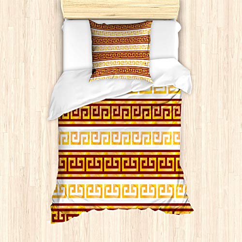 ABAKUHAUS Retro Bettbezug Set, Mäander, Milbensicher Allergiker geeignet mit Kissenbezügen, 135 cm x 200 cm - 80 x 80 cm, Redwood Aprikose ABAKUHAUS Retro Bettbezug Set, Mäander, Milbensicher Allergiker geeignet mit Kissenbezügen, 135 cm x 200 cm - 80 x 80 cm, Redwood Aprikose