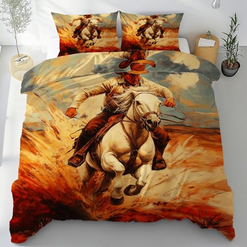 Bettwäsche 135x200 Western Cowboy 3teilig Bettbezugmit, Wild West Wendebettwäsche, Laufendes Pferd Mit Reißverschluss Bedding Und 2 Kissenbezüge 80x80(HB32) Bettwäsche 135x200 Western Cowboy 3teilig Bettbezugmit, Wild West Wendebettwäsche, Laufendes Pferd Mit Reißverschluss Bedding Und 2 Kissenbezüge 80x80(HB32)