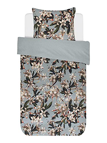 Essenza Bettwäsche Lily Dunkelgrün Lilien Blüten Satin 200 cm x 200 cm