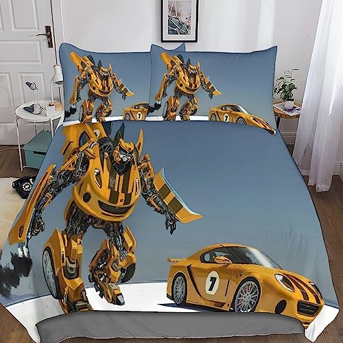 YINGD Transformer-Set, Bettbezug, Kissenbezüge, 3D-Mikrofaser, Film-Bettwäsche-Set, Bettwäsche mit Reißverschluss, 3-teilig, 220 x 240 cm