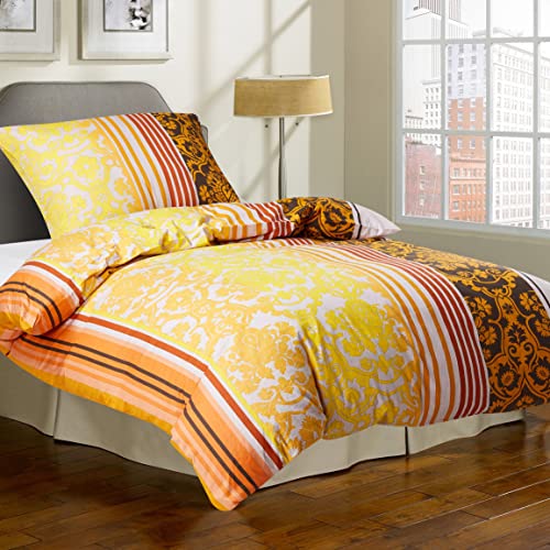 HENGWEI Baumwolle Bettwäsche 140x200 aus 100% Baumwolle Kuschelige Bettwäsche-Sets für Allergiker mit Reißverschluss, Bettbezug 140 x 200 + Kissenbezug 70x90, Gelb Blumen Streifen,120 g/m² HENGWEI Baumwolle Bettwäsche 140x200 aus 100% Baumwolle Kuschelige Bettwäsche-Sets für Allergiker mit Reißverschluss, Bettbezug 140 x 200 + Kissenbezug 70x90, Gelb Blumen Streifen,120 g/m²