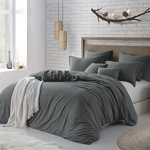 Sedefen Bettwäsche 200x200cm Baumwolle Renforce Grau Dunkelgrau Anthrazit Uni Unifarben Baumwollbettwäsche Set,Doppelbett Bettbezug und 2 Kissenbezug 80x80cm,mit Reißverschluss Sedefen Bettwäsche 200x200cm Baumwolle Renforce Grau Dunkelgrau Anthrazit Uni Unifarben Baumwollbettwäsche Set,Doppelbett Bettbezug und 2 Kissenbezug 80x80cm,mit Reißverschluss