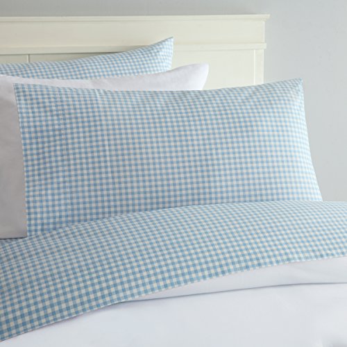 Laurel & Mayfair Baumwoll-Bettwäsche-Set mit Gingham-Muster, Kingsize, Blau