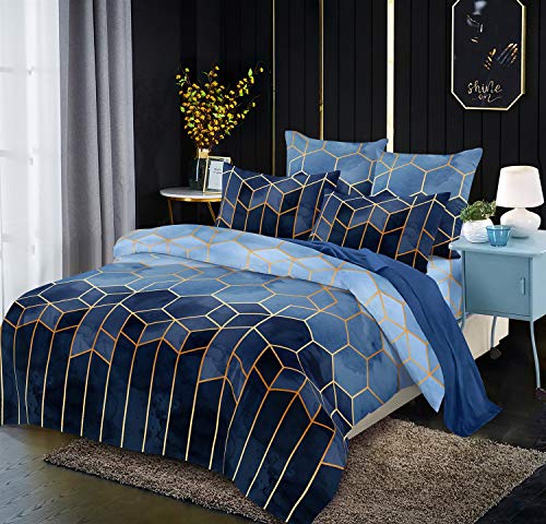Luofanfei Gestreifte Bettwäsche 135x200cm 2teilig Blau Geometrisch Bettbezug Set Microfaser Bettdeckenbezug Streifen Muster Modern Deckenbezug Bettwaesche Jugendliche Teenager Jungen