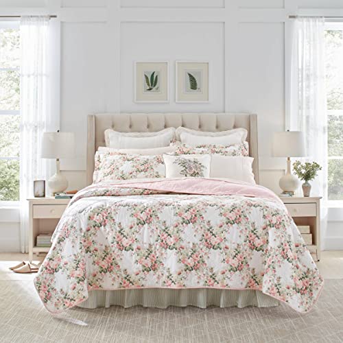 Laura Ashley - Queen-Size-Bettwäsche-Se t, Baumwolle, wendbar, für alle Jahreszeiten, Landhaus-Heimdekoration (Joyce Pink, Queen)
