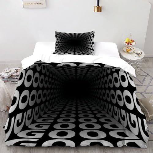 SOJFGSNAJ schwarz and weiß Bettwäsche Totem Für Allergiker - Bettbezug Mit Reißverschluss Und 1 Kissenbezug Single?135x200cm?