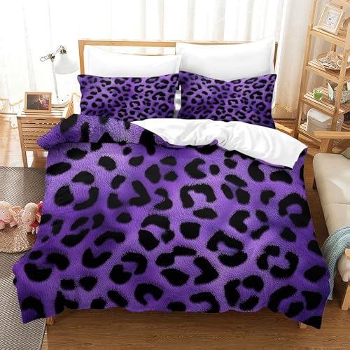 Lila Leopard Bettbezug Bettwäsche-Sets Kinderbettwäsche-Set Reißverschluss Mit Kissenbezügen Betten Set Für Jungen Und Mädchen, Kinder Single?140x200cm? Lila Leopard Bettbezug Bettwäsche-Sets Kinderbettwäsche-Set Reißverschluss Mit Kissenbezügen Betten Set Für Jungen Und Mädchen, Kinder Single?140x200cm?