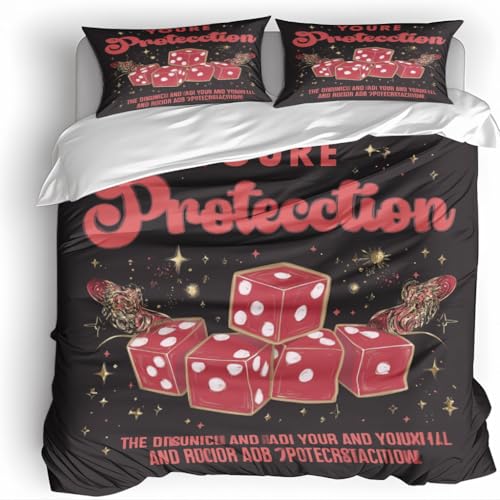 Generisch Würfel Bettwäsche 3Teilig 220X240Cm,Weinrot Kinder Bettbezug Set 3D Drucken Weich Mikrofaser Mit Reißverschluss 2 Kissenbezug 80X80 cm Für Jungen Mädchen