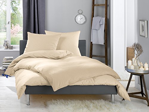 Lorena Feinflanell warme Winter Bettwäsche Karo Daphne 100% Baumwolle kariert (Bahama beige, Kissenbezug 40 cm x 80 cm)