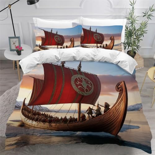 Bettwäsche 155x220 Piraten Bettwäsche-Sets 2-teilig, Mikrofaser, mit Reißverschluss für Mädchen Jungen. (Bettbezug 155x220 + 1 Kissenbezüge 80x80) 5G6X26106