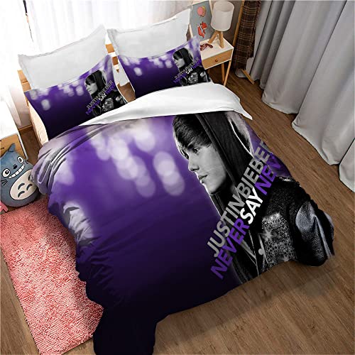 CHAOSE Bettbezug-Set, 100% Reine Baumwolle, Justin Bieber Singer, Hotelqualität, Bettbezug-Set Mit Kissenbezügen, Pflegeleicht Und Superweiche Luxus-Bettwäsche (Bild 03,200 x 200 cm)