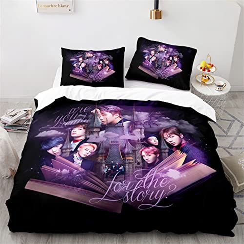 Wintdeer Koreanische Boygroup Bettwäsche Set?Kinder Bettwäsche 135x200cm?100% Mikrofaser Frühling Bettwäsche?Unsichtbarer Reißverschluss Bettbezug mit 1 Kissenbezug 80x80?BT#A18