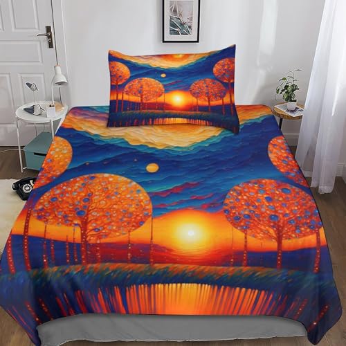 REIPOL Twilight Bettwäsche 3D Print Bettbezüge Set Microfaser Mit Reißverschluss Cartoon Bettbezug Mit Kissenbezug 3 Teilig Geeignet Für Kinder Erwachsene Senioren Single?135x200cm?