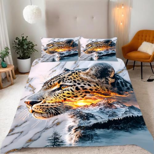 Ruiqieor Bettwäsche 135x200 cm,EIN Leopard im Schnee Bettwäsche Set Bettbezug und 2 Kissenbezug 80x80 cm,color7 Ruiqieor Bettwäsche 135x200 cm,EIN Leopard im Schnee Bettwäsche Set Bettbezug und 2 Kissenbezug 80x80 cm,color7