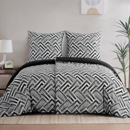 RUIKASI Bettwäsche 4teilig   Bettbezüge 135 x 200 2er Geometrie Muster, Bettwäsche 135x200cm aus Mikrofaser Reißverschluss Weich und Bügelfrei