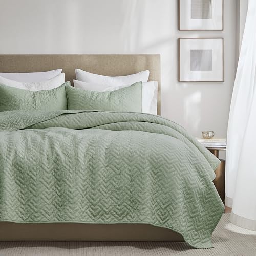 palassio Salbeigrün 100 % Baumwolle, Queen-Size-Bettwäsche-Se ts mit 2 Kissenbezügen, leicht, strukturiert, Landhaus-Tagesdecke, weich, Shabby-Chic-Muster, für alle Jahreszeiten, 3-teilig palassio Salbeigrün 100 % Baumwolle, Queen-Size-Bettwäsche-Se ts mit 2 Kissenbezügen, leicht, strukturiert, Landhaus-Tagesdecke, weich, Shabby-Chic-Muster, für alle Jahreszeiten, 3-teilig