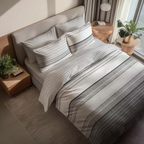 DILIOS Premium Bettwäsche 135x200 – 100% Baumwolle, ÖKO-TEX Zertifiziert, Renforcé, Atmungsaktiv & Antiallergisch, mit Reißverschluss, 2teilig – Bettbezug + Kissenbezug 80x80,Set Weiß, Grau, Anthrazit